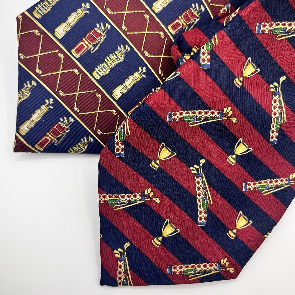 Tommy Hilfiger 100% Silk‎ Neck Ties Set Of 2 Golf Made In USA